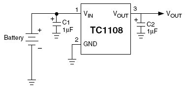 TC1108-2.7, КМОП стабилизаторы с током нагрузки 300мА